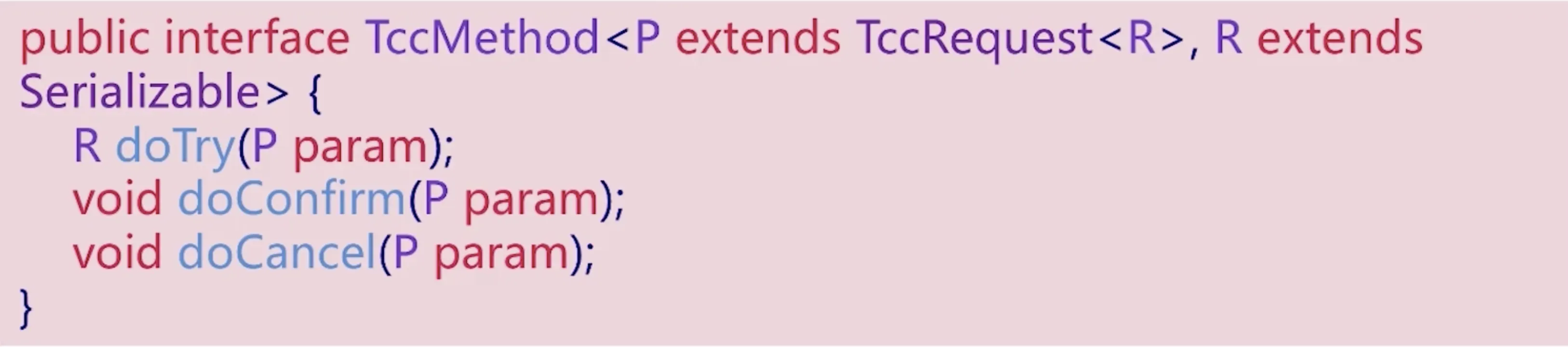 TccMethod 接口定义：泛型约束 + 三阶段方法